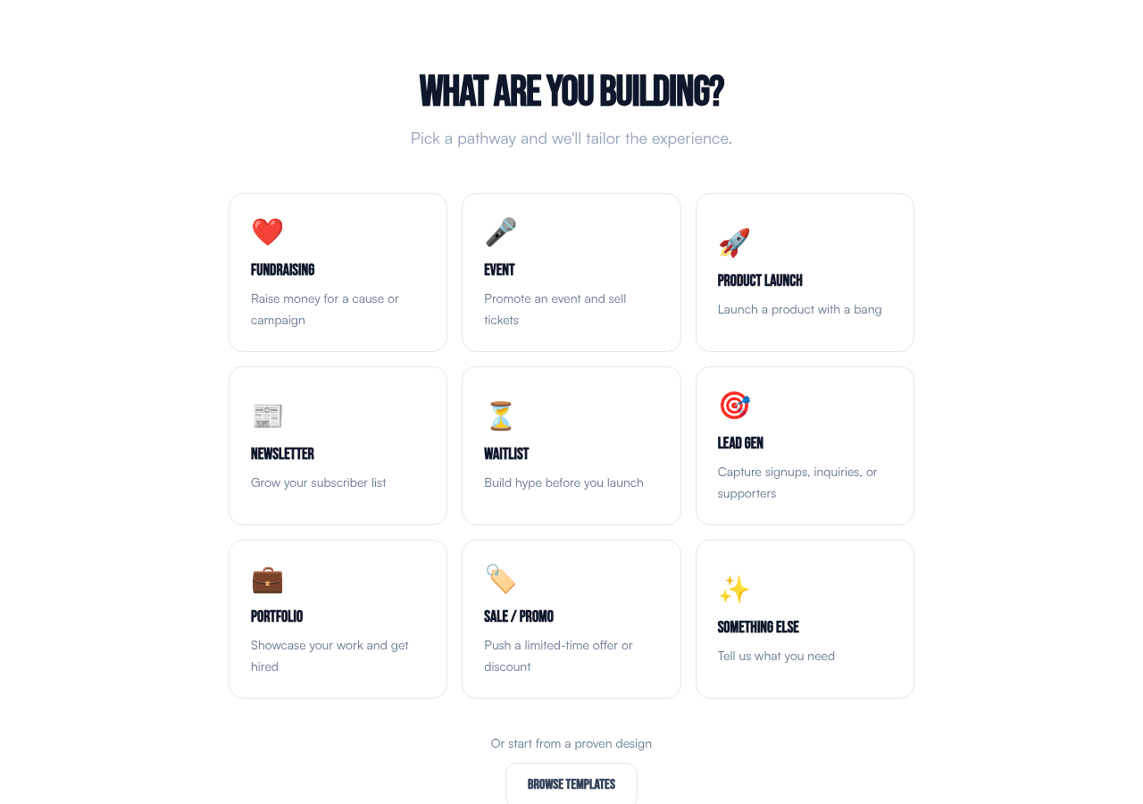 Pathway selection showing 9 options